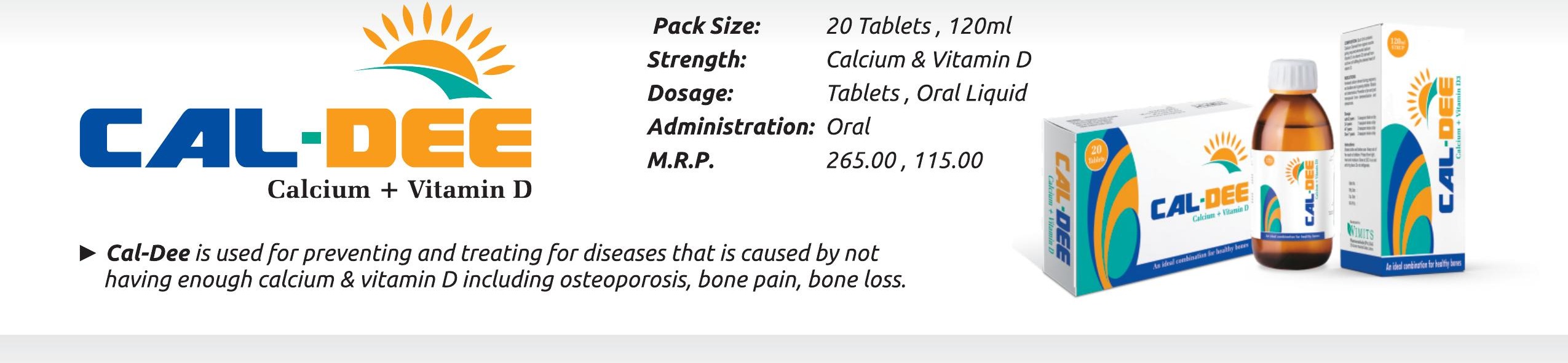 Cal-Dee Tablet / Syrup (Calcium + Vitamin D3) detail image – Wimits Pharmaceuticals