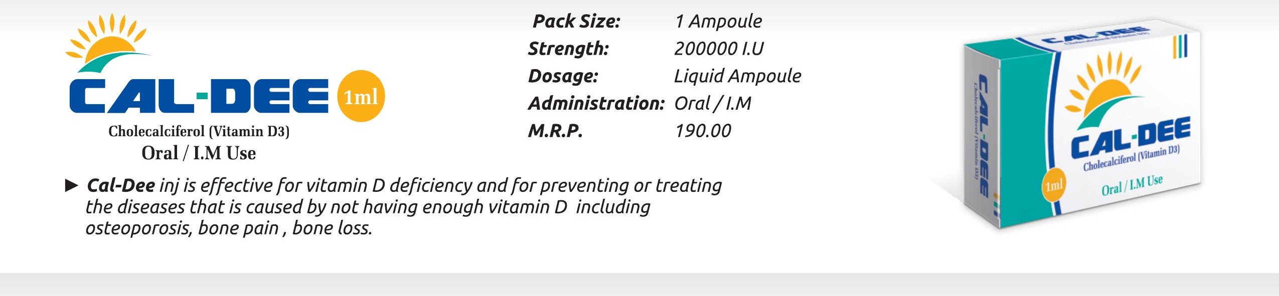 Cal-Dee Injection (Cholecalciferol (Vitamin D3)) detail image – Wimits Pharmaceuticals