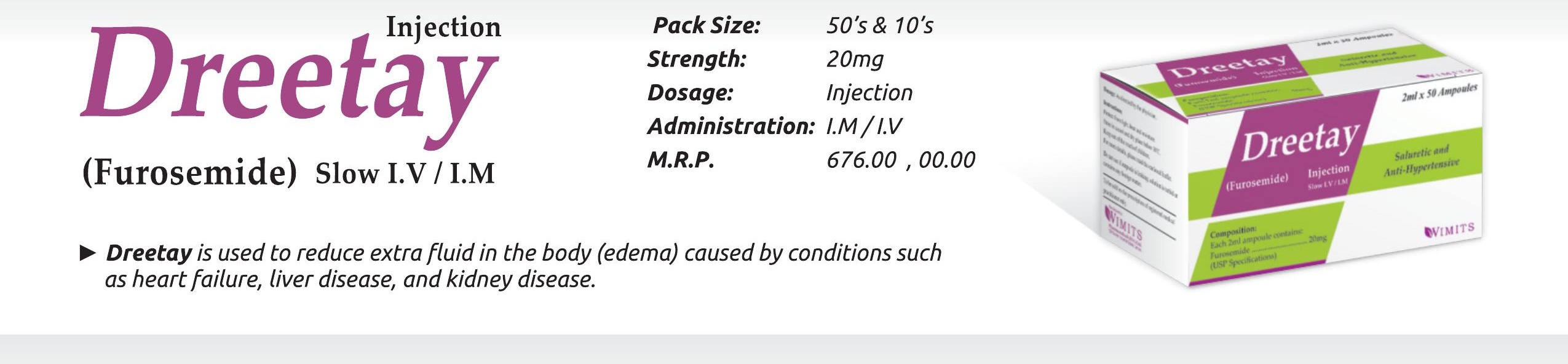 Dreetay Injection (Furosemide) detail image – Wimits Pharmaceuticals