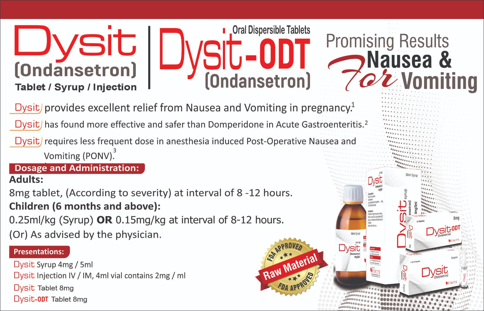 Dysit Syrup (Ondansetron) box pack – WIMITS Pharmaceuticals