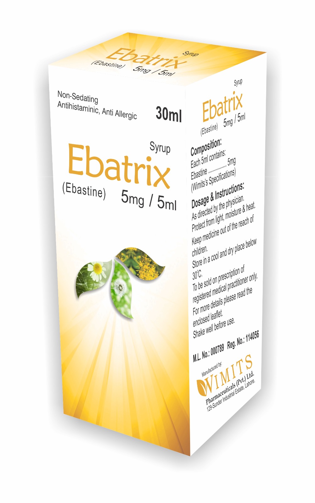 Ebatrix 5mg/5ml Syrup (Ebastine) strip pack – WIMITS Pharmaceuticals