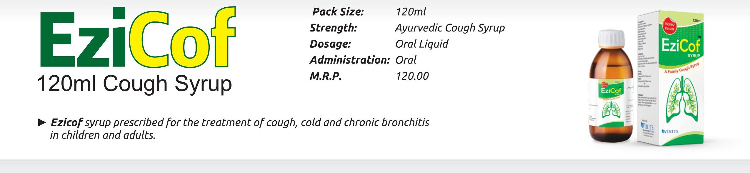 EziCof Syrup (Family Cough Syrup — Honey Flavour...120 ml) detail image – Wimits Pharmaceuticals