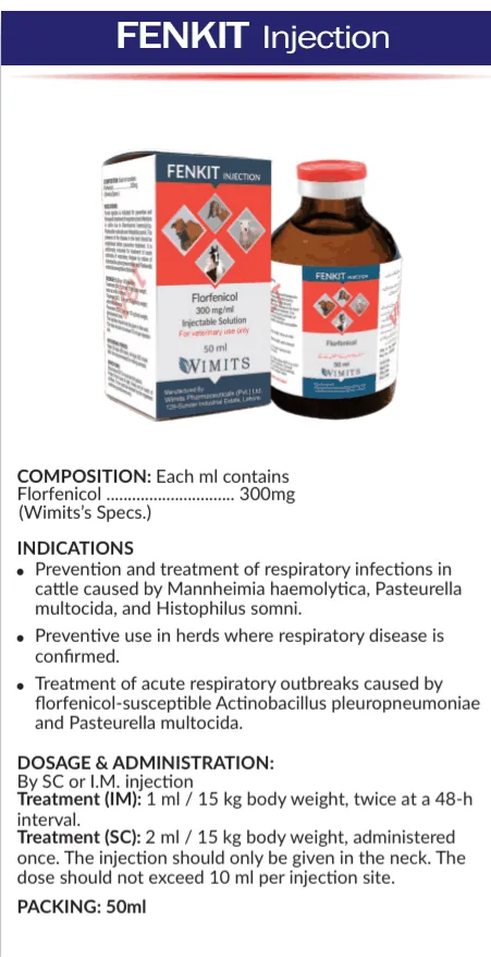 FENKIT Injection-(for 1 ml)-Florfenicol....300mg   (Wimits Specs) – Wimits Pharmaceuticals