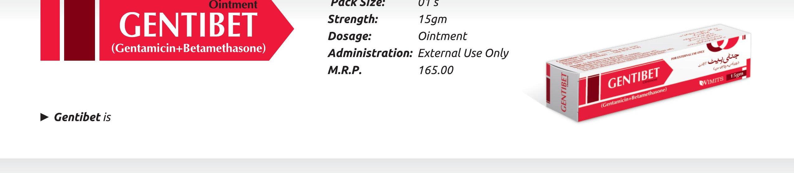 Gentibet Ointment (Gentamicin + Betamethasone) detail image – Wimits Pharmaceuticals