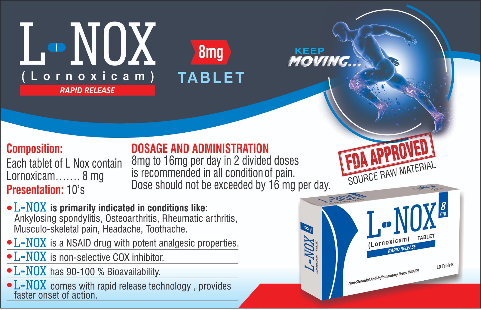 L-Nox Tablet (Loronoxicam) box pack – WIMITS Pharmaceuticals