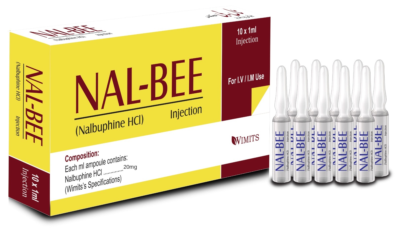 Nal-Bee 20mg Injection (Nalbuphine Hcl) box pack – WIMITS Pharmaceuticals