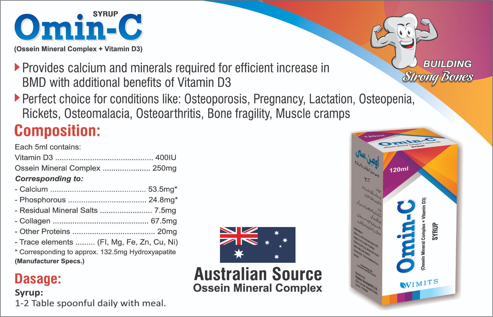 Omin-C Syrup (Ossein Mineral Complex) box pack – WIMITS Pharmaceuticals