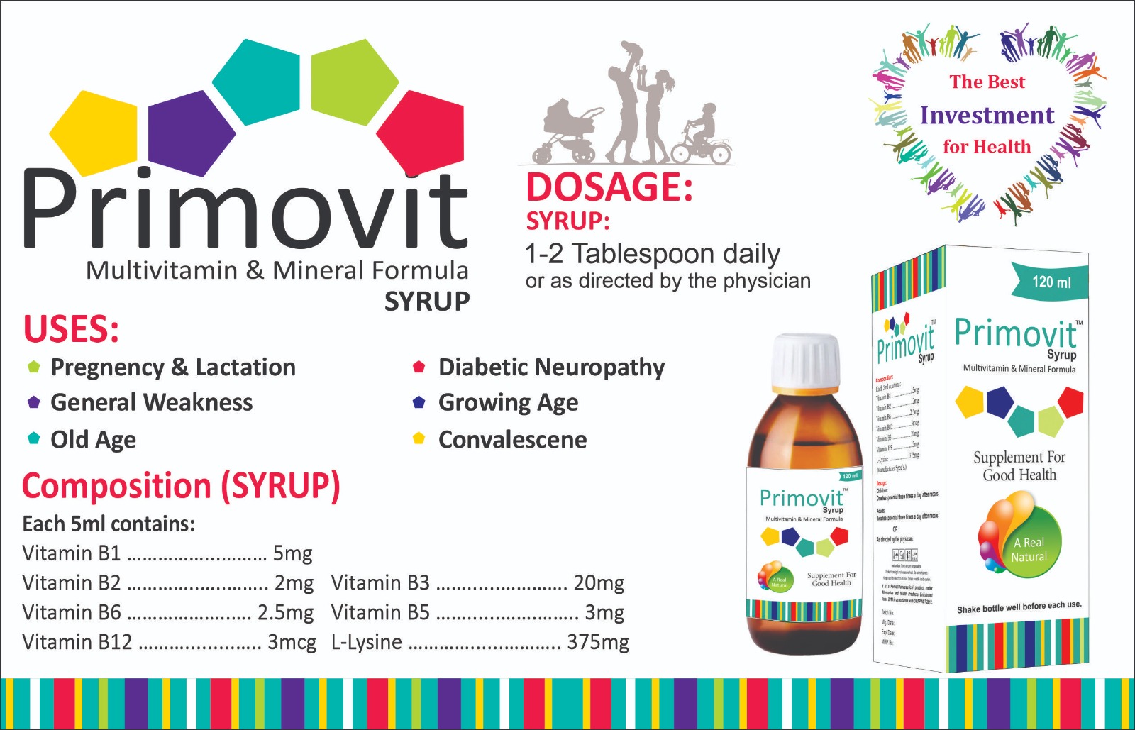Primovit Syrup (Multivitamin + L-Lysine) box pack – WIMITS Pharmaceuticals