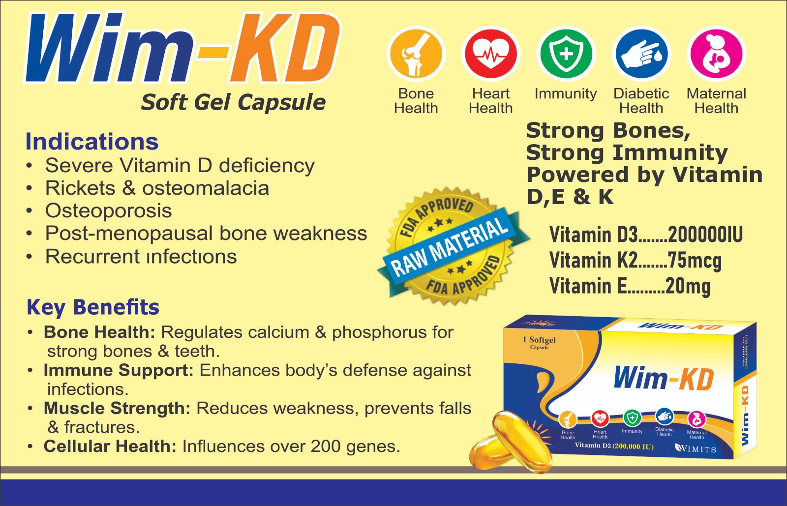 Wim-Kd Softgel (Vitamin D3 Cholrcalciferol) box pack – WIMITS Pharmaceuticals