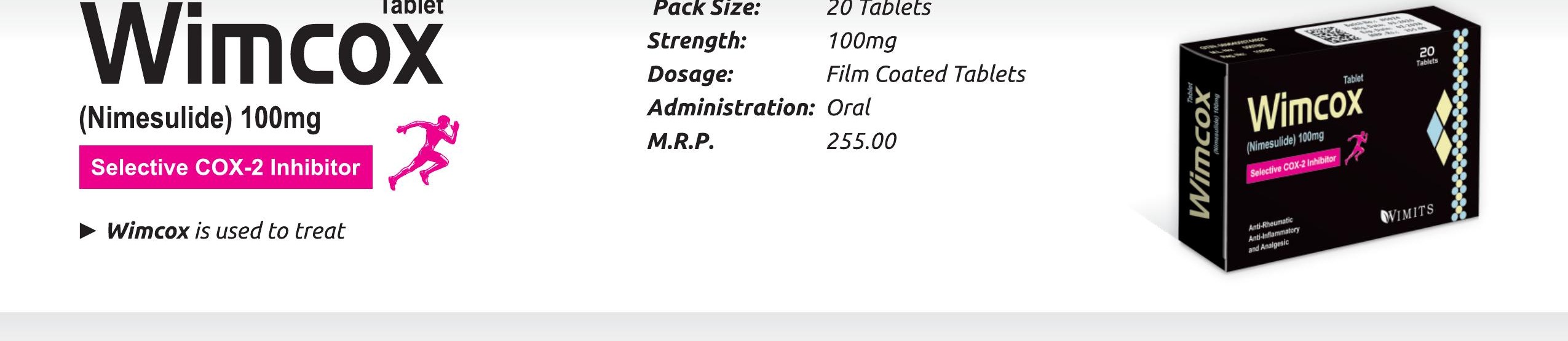 Wimcox 100mg Tablet (Nimesulide........................100 mg) detail image – Wimits Pharmaceuticals