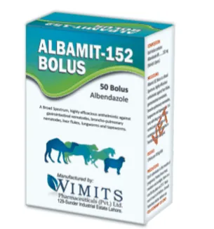 ALBAMIT-152 Bolus-Each bolus contains: Albendazole....152mg   (Wimits Specs) – Wimits Pharmaceuticals