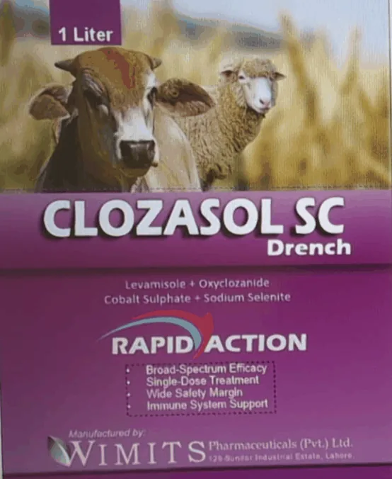 CLOZASOL FORTE Drench-Levamisole + Oxyclozanide   Cobalt Sulphate +Sodium Selenite – Wimits Pharmaceuticals