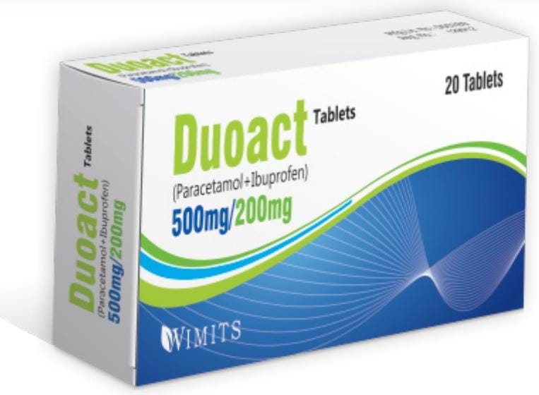 Duoact Tablet (Paracetamol 500mg + Ibuprofen 200mg) – Wimits Pharmaceuticals