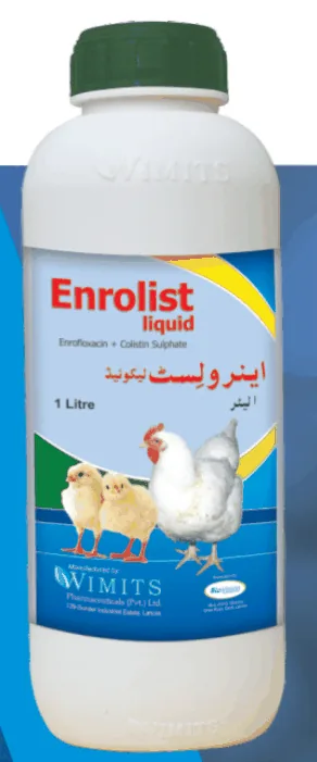 ENROLIST Liquid-Each 100ml contains: Eneofloxacin BP....20 gm   Colistin Sulphate BP....50000000 IU   (Wimits Specs) – Wimits Pharmaceuticals