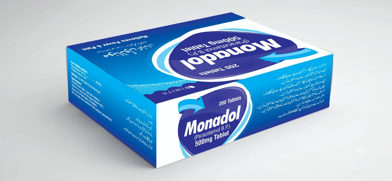 Monadol 500mg Tablet (Paracetamol) box pack – WIMITS Pharmaceuticals