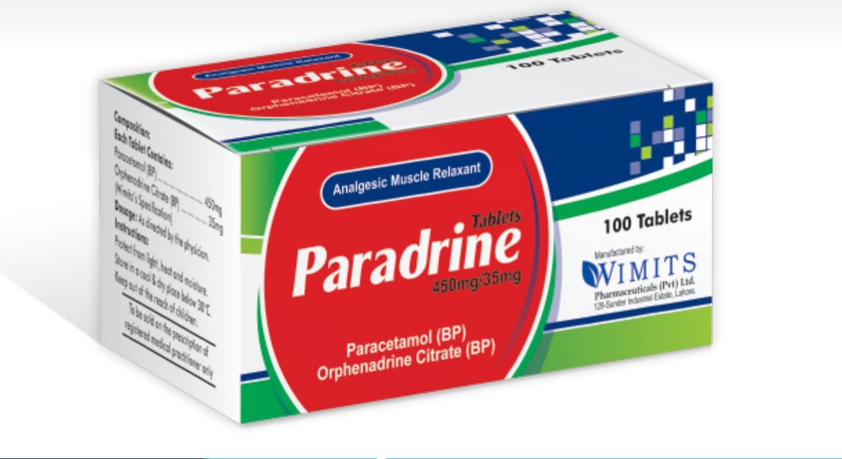Paradrine Tablet (Paracetamol + Orphenadrine Citrate ) – Wimits Pharmaceuticals
